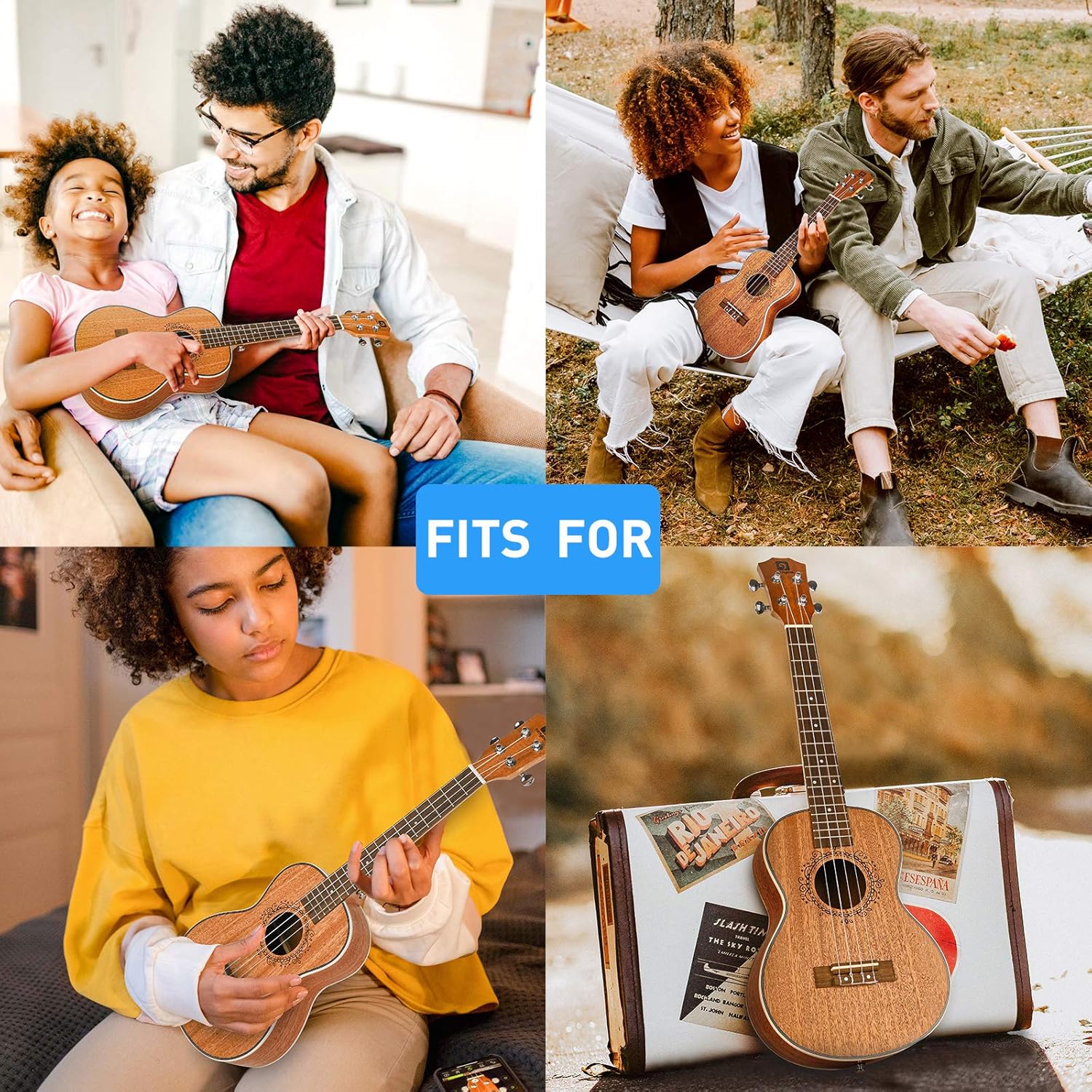 Vangoa Ukulele Concert Mahogany 23 inch and Electric Acoustic Tenor Ukulele Bundle for Beginners Adults Professional Four String Wooden Hawaiian Starter Uke Kit