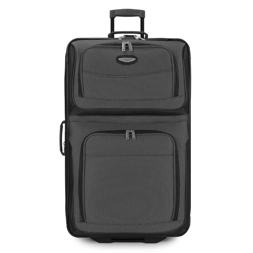 Travel Select Amsterdam 4-Piece Softside Expandable Luggage Set, Lightweight 2-Wheel Upright Suitcases, Travel Tote, Packing Cubes, Gray
