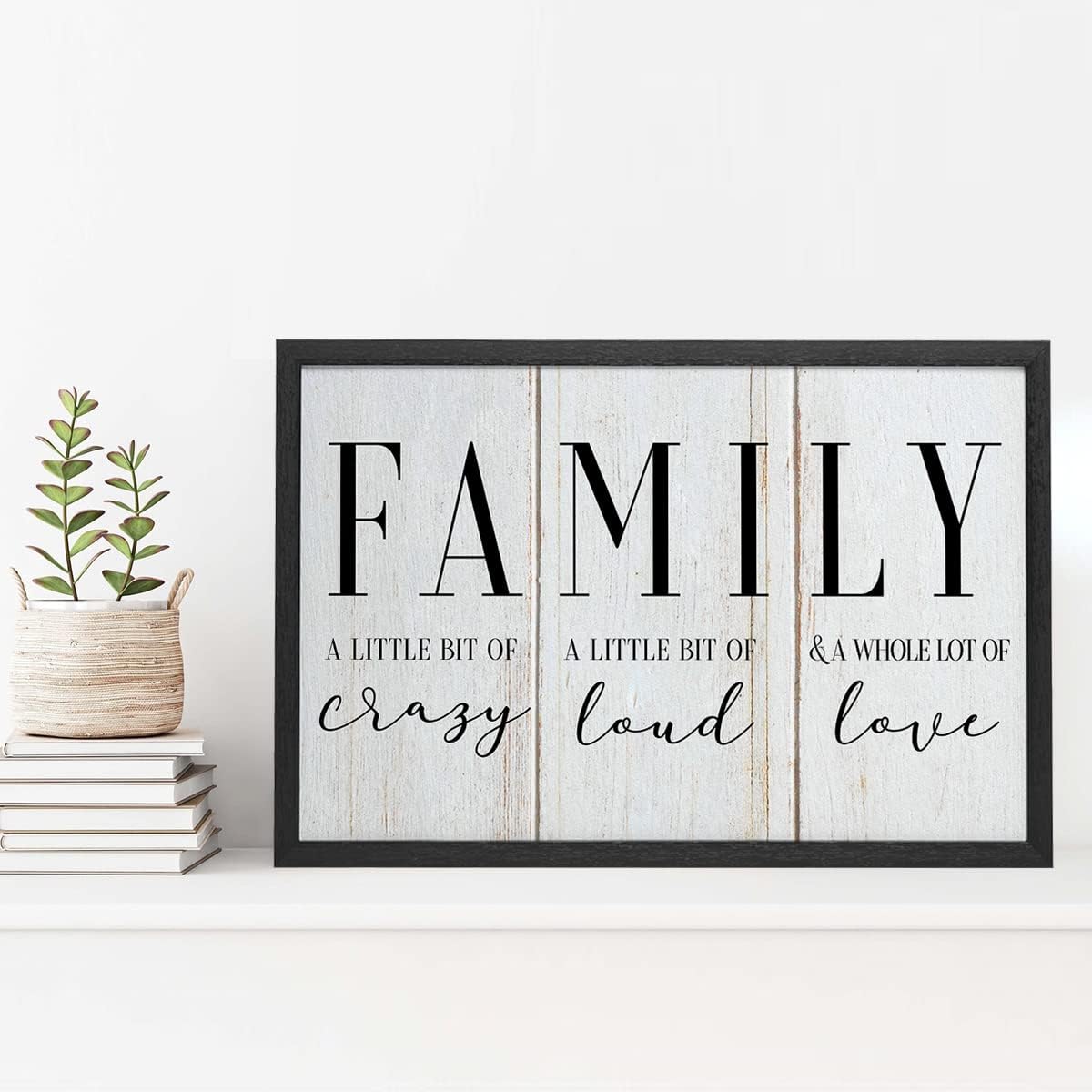 Family Quotes Canvas Wall Art Large Family a Little Bit of Crazy Canvas Prints Framed Paintings Artwork Bedroom Living Room Wall Decor 15x23 Inches