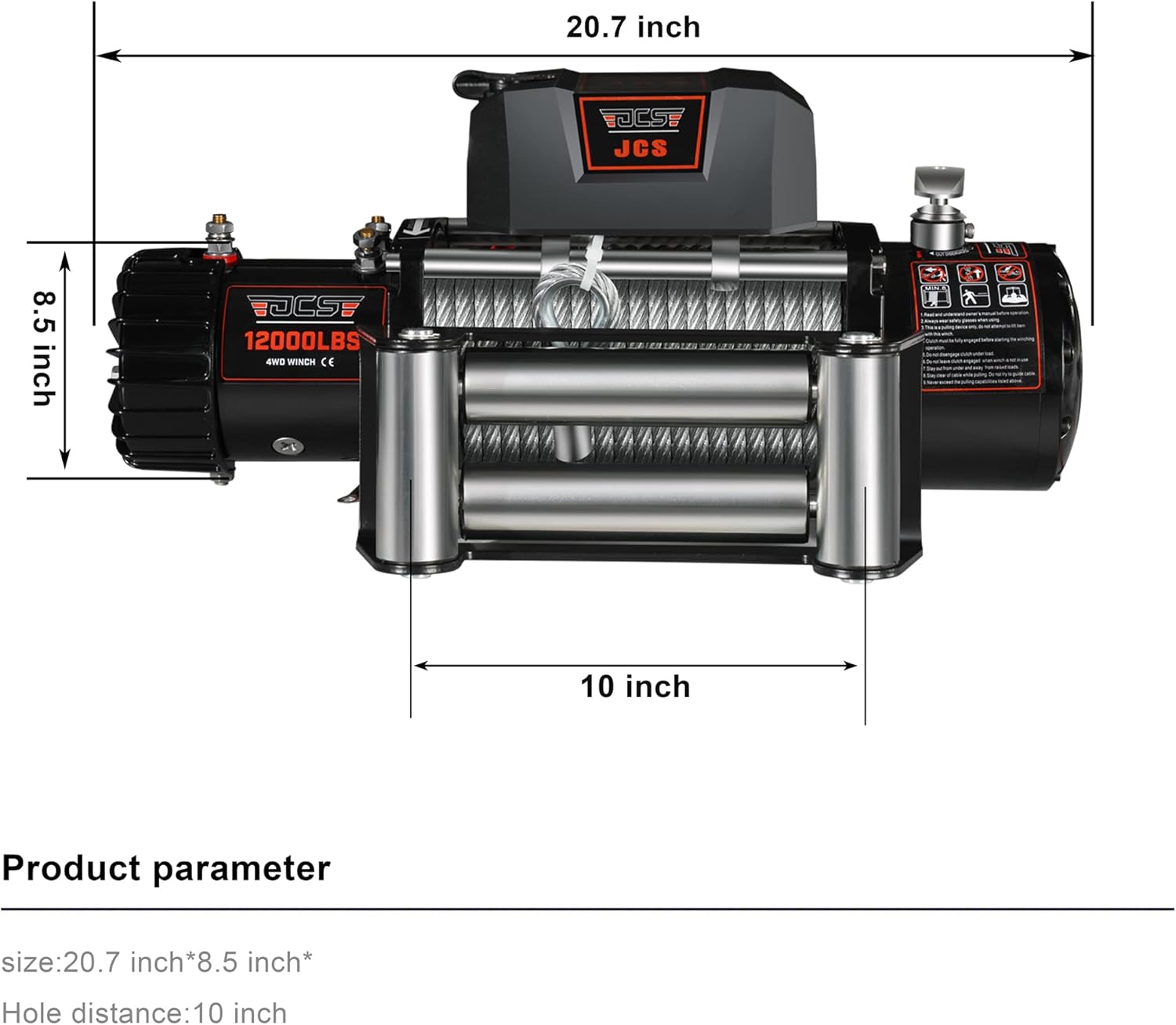 JCS 12000 lb. Electric Winch Load Capacity.12V Winch Cable Steel Wire Electric Winch with Hawse Fairlead,Waterproof IP67 Winch with Wireless Handheld Remotes and Wired Handle Winch Cover Waterproof