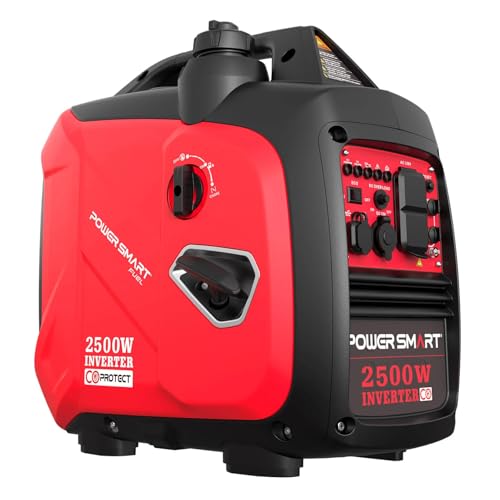 PowerSmart 2500-Watt Gas Powered Portable Inverter Generator, CO Sensor, Super Quiet for Camping, Home Emergency Use, EPA Compliant 2025 Version