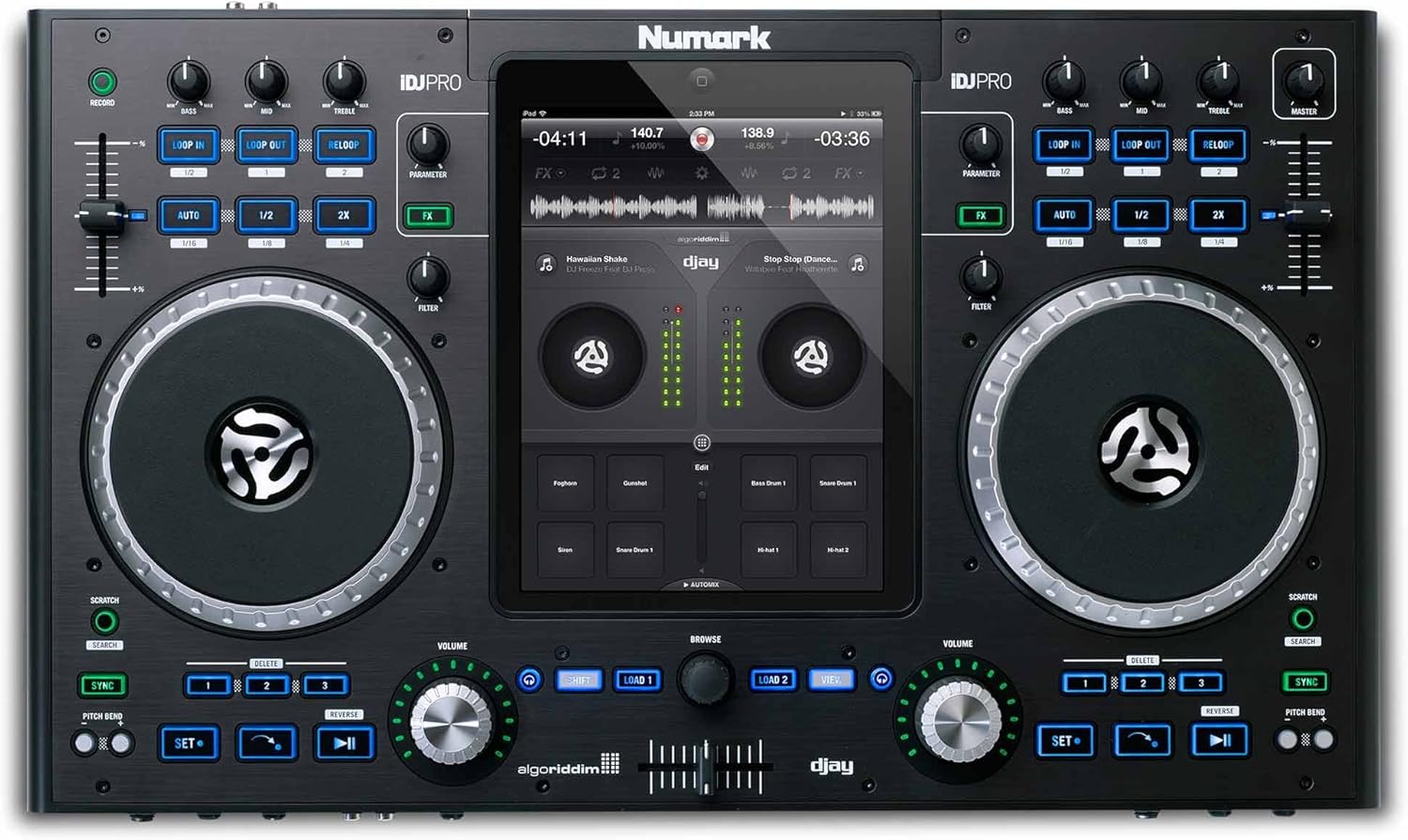 Numark iDJ Pro | Professional DJ Controller for iPad with XLR, RCA, Mic, and Headphones Connections