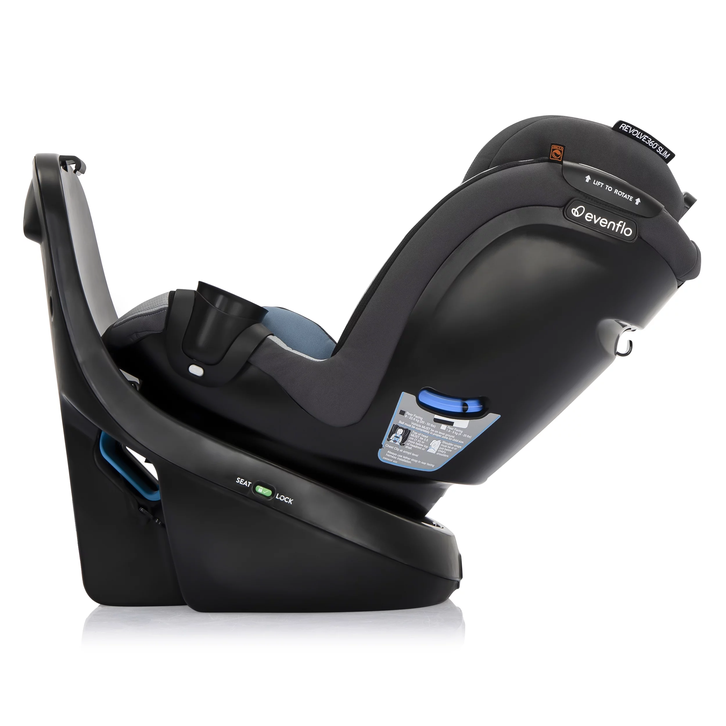 Revolve360 Slim 2-in-1 Rotational Car Seat with Quick Clean Cover (Stow Blue)