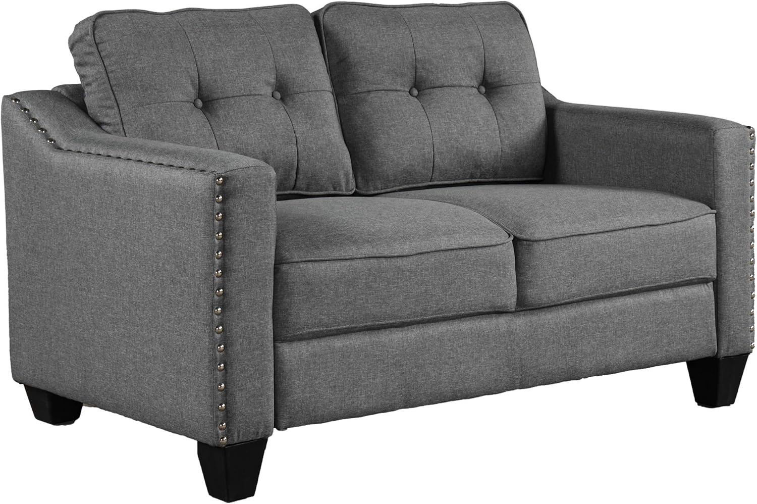 FANYE 3 Pieces Living Room Furniture Sets Include, Loveseat and Armchair, Linen Fabric Upholstered Sectional Classical Rivets Decor and Tufted Back Cushions, Retro Gray Sofa & Couch, 77.2"
