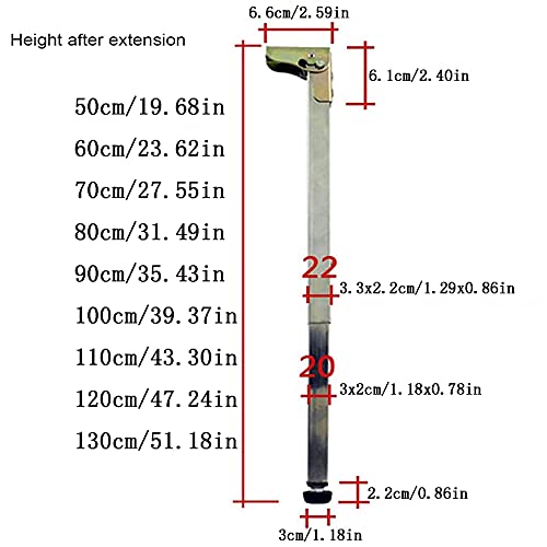 1 Pcs Furniture Legs,Foldable Lifting Table Legs,Stainless Steel Telescopic Bar Table Support Feet,Adjustable Protective Base,with Screws (80cm/31.49in,Silver)
