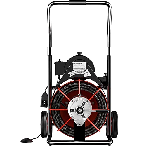 VEVOR Drain Cleaner Machine 100 ft x 1/2 inch for 2 inch to 4 inch(50-100mm) Pipes, 550W Open Drain Cleaning Machine 1700 RPM Electric Drain Auger with Cutters Glove Drain Auger Sewer Snake