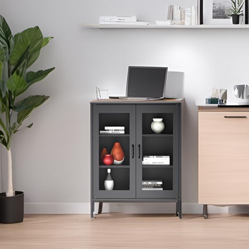 Metal Storage Cabinet, 70" Tall Metal Garage Cabinet with 4 Adjustable Shelves,Kicthen Storage Cabinet for Home, Office, Kitchen, Craft Space Black