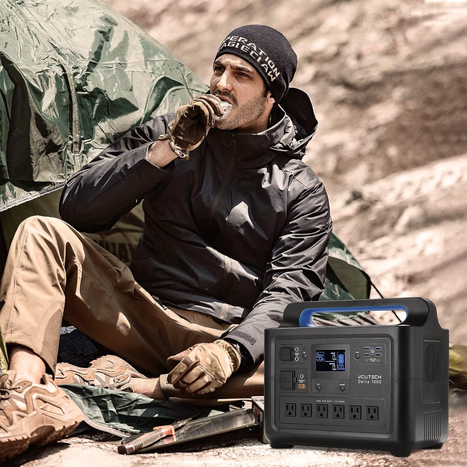 Portable Power Station 1000W, 1228WH Capacity LiFePO4 Battery, Support Up to 15 Device, Power Equipment, Solar Generator Charge 0-90% In 2 Hours, Backup Battery Power Supply Kit for Outdoors, Camping, Travel, Off-Grid, Emergency by VCUTECH