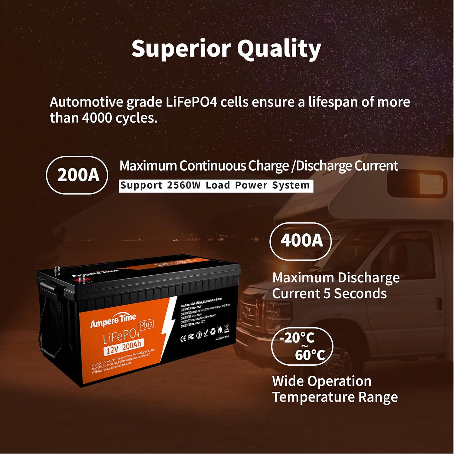 Ampere Time 12V 50Ah Lithium LiFePO4 Battery, Ideal Replacement for?12V 100Ah AGM SLA Battery, More Efficient Output & Much Lighter, 4000+ Cycles, Perfect for Boat, Security Devices, Camping, etc.