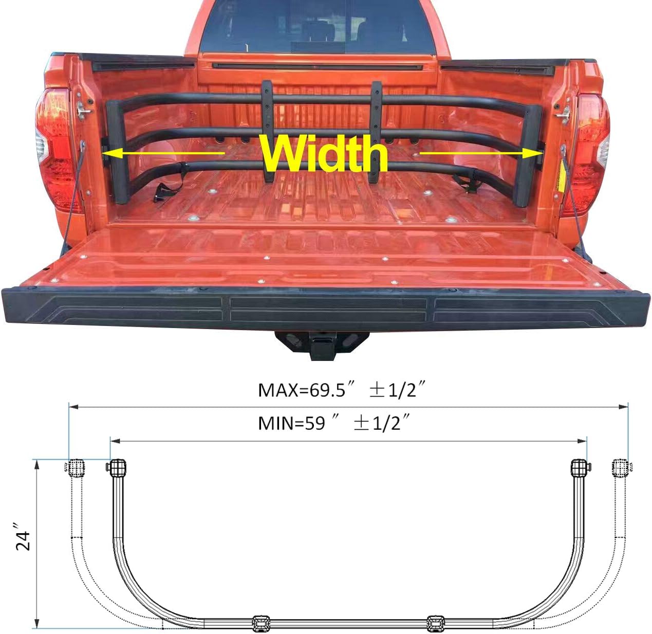 Spurtar Truck Bed Extender Black Aluminum HD Max Universal Tailgate Extension for Pickup Trucks incl. Bracket Kit DIY