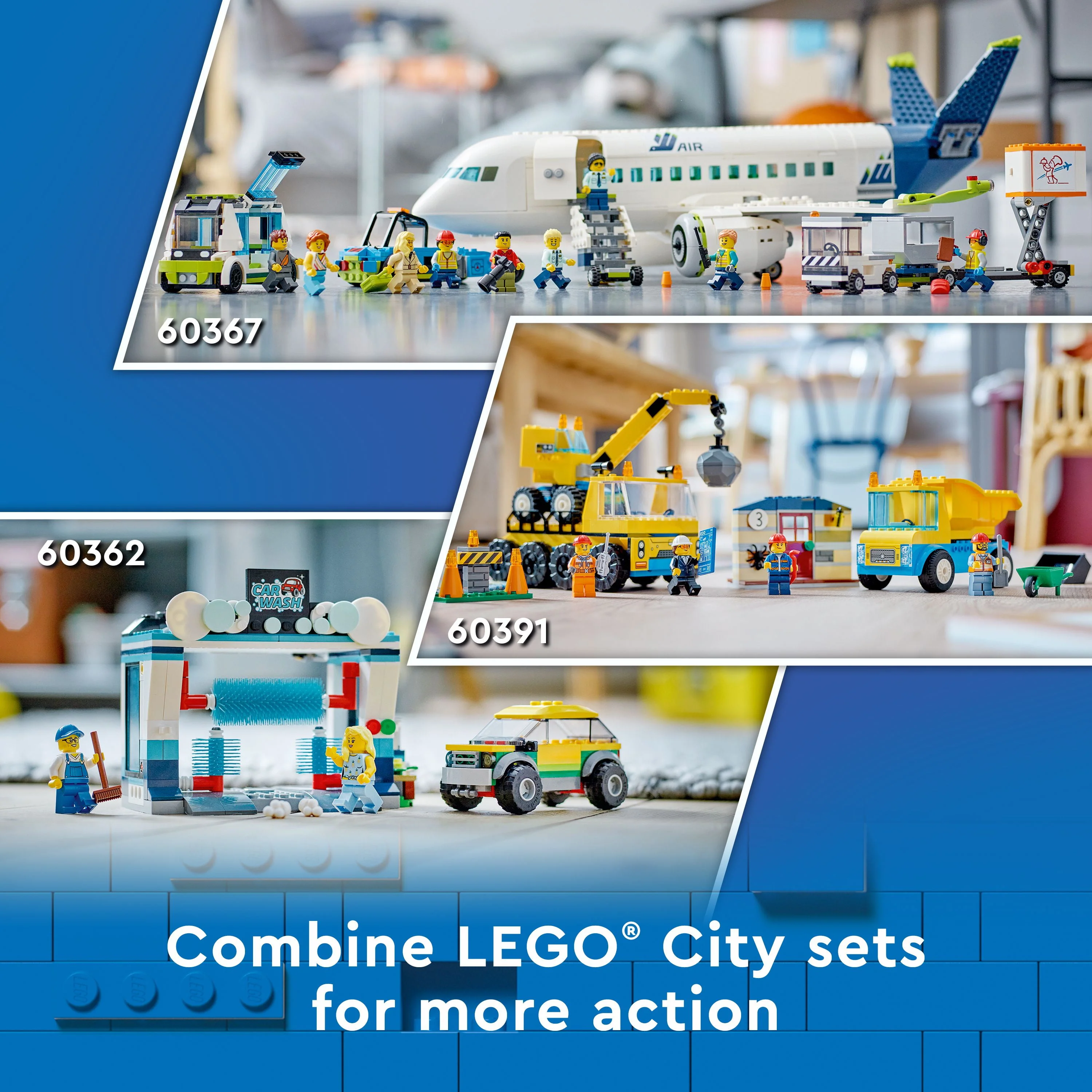 LEGO City Passenger Airplane 60367 Building Toy Set; Fun Airplane STEM Toy for Kids with a Large Airplane, Passenger Bus, Luggage truck, Container Loader, and 9 Minifigures