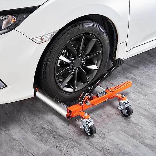 VEVOR Wheel Dolly, 1 Piece Wheel Dolly Car Skate, Heavy Duty Vehicle Positioning with Ratcheting Foot Pedal, Ratchet Type Tire Skate Tire Jack for Car Truck RV Trailer, 1500 LBS