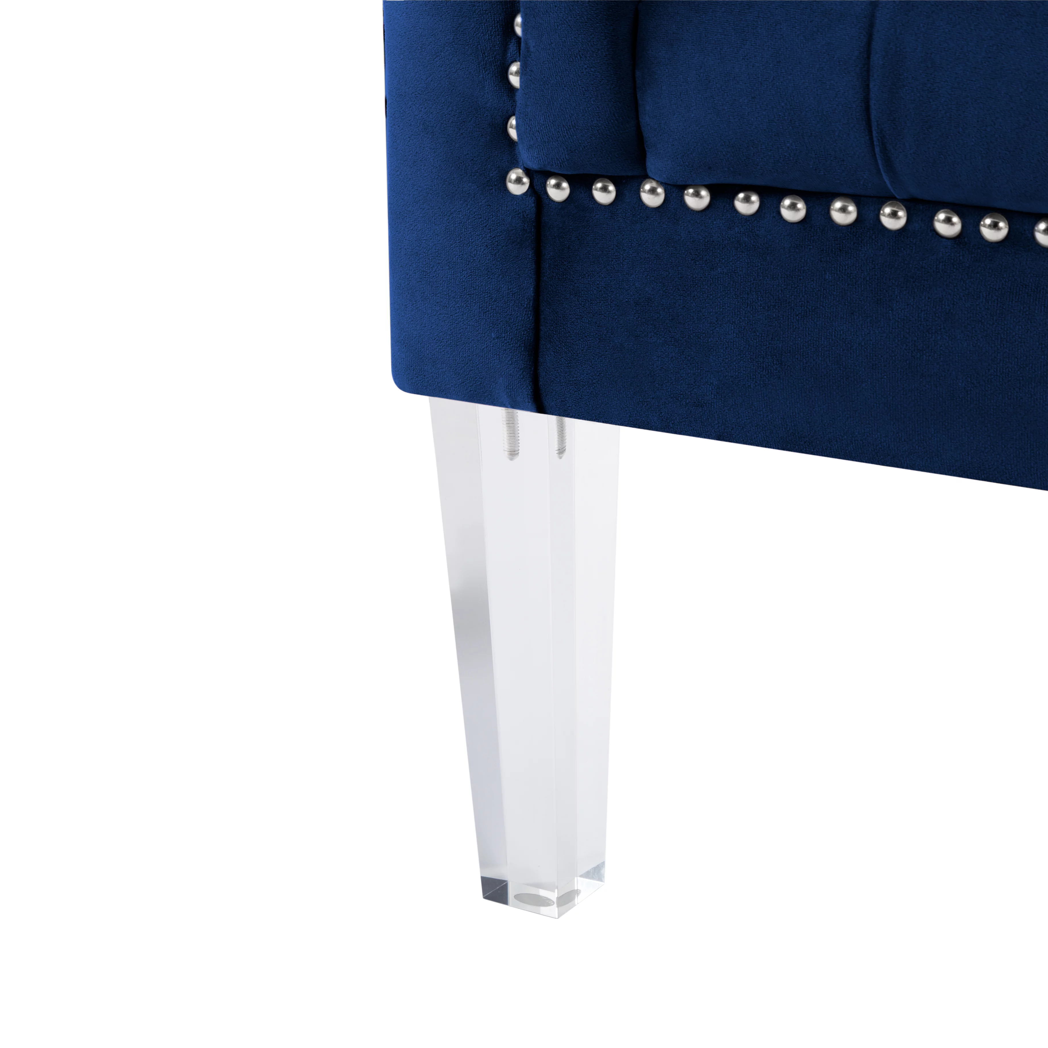 3 Piece Living Room Set Navy Blue Velvet