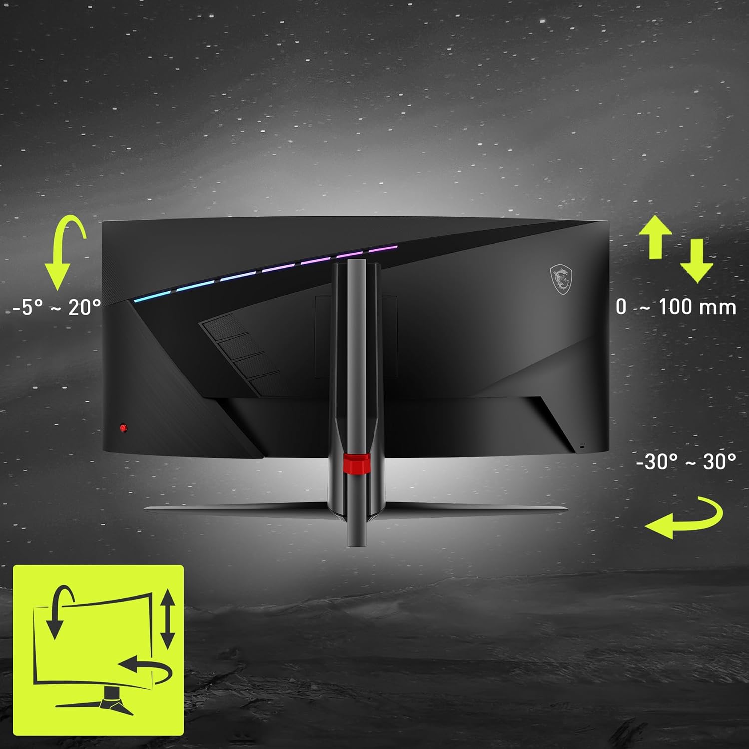 MSI MAG345CQR, 34-inch UWQHD 3440 x 1440 Computer Monitor, 180Hz, HDMI, 1ms, Black