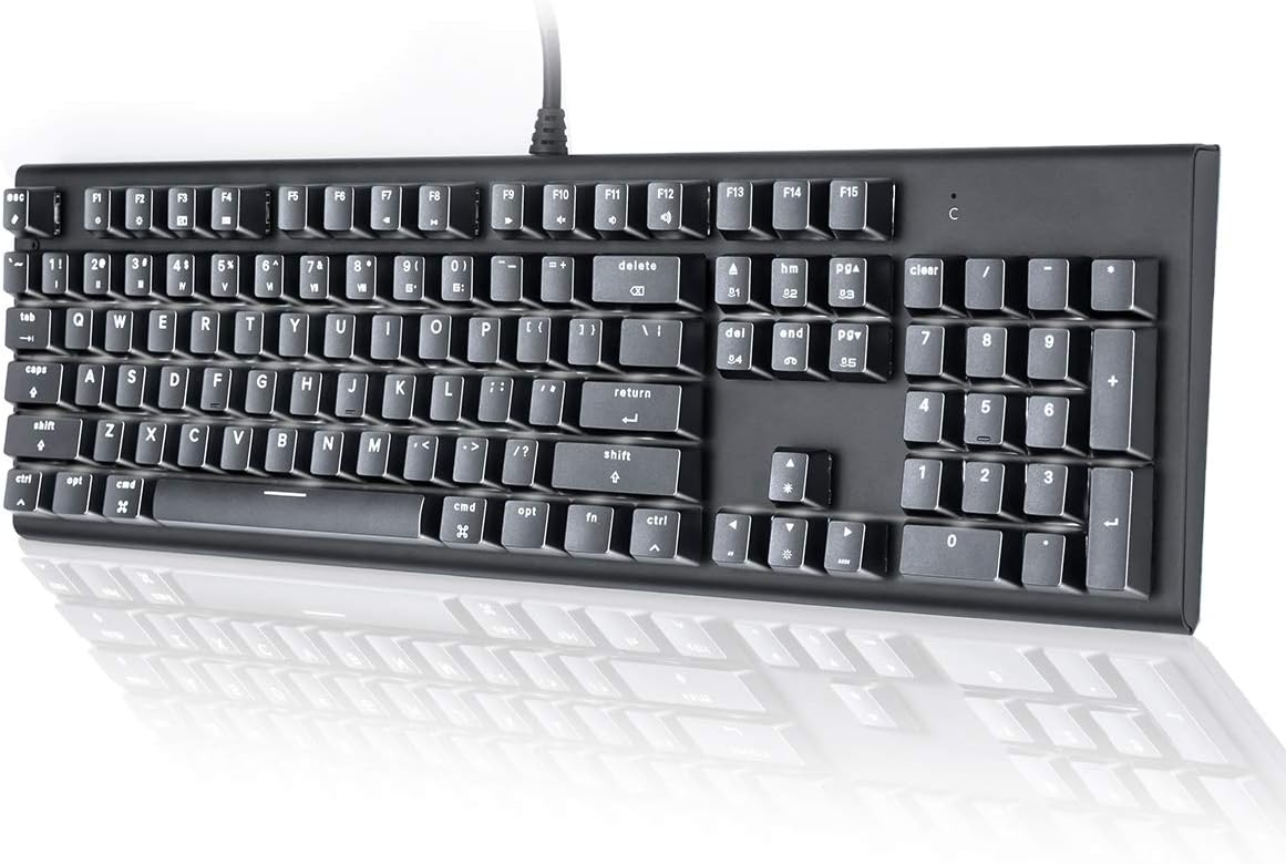 Wireless Mechanical Keyboard Ergonomic, Velocifire VM02WS 104-key Full Size with Brown Switches White Backlit & High Battery Lasting for Copywriters, Typists, Programmer(Black)