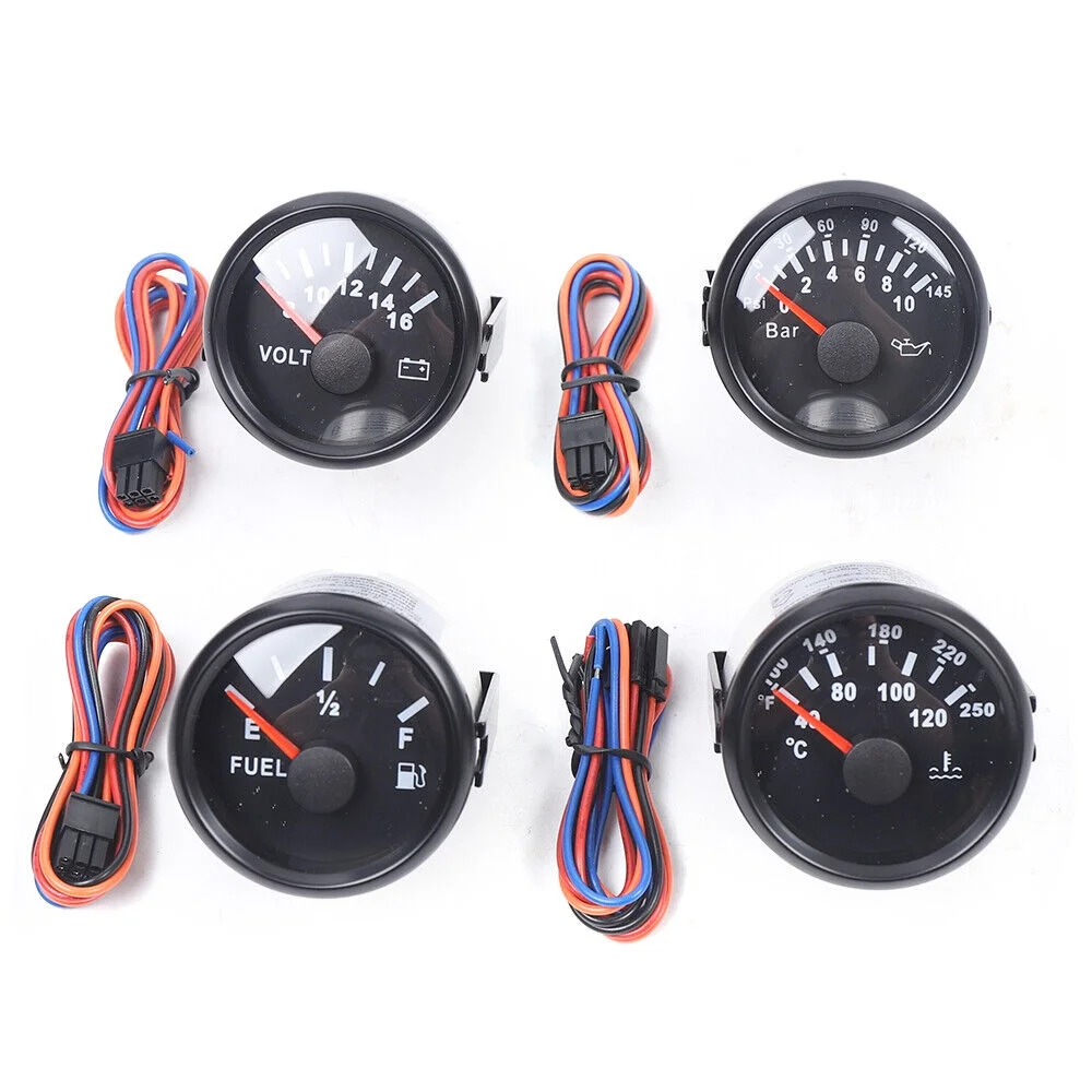 ZhdnBhnos Universal 6 Gauge Set Digital Speedometer Tacho Fuel Level Gauge Water Temp Volts Oil Pressure For Car Marine Boat Truck Black