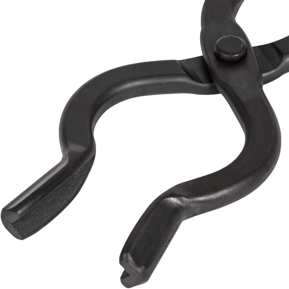 Beginner blacksmith tongs Blacksmith Forge Tong Tools Set Includes 1/4 Flat Jaw, Pick Up, Scroll, 3/8 1/2 5/8 V-Bit Tongs (6 Piece)