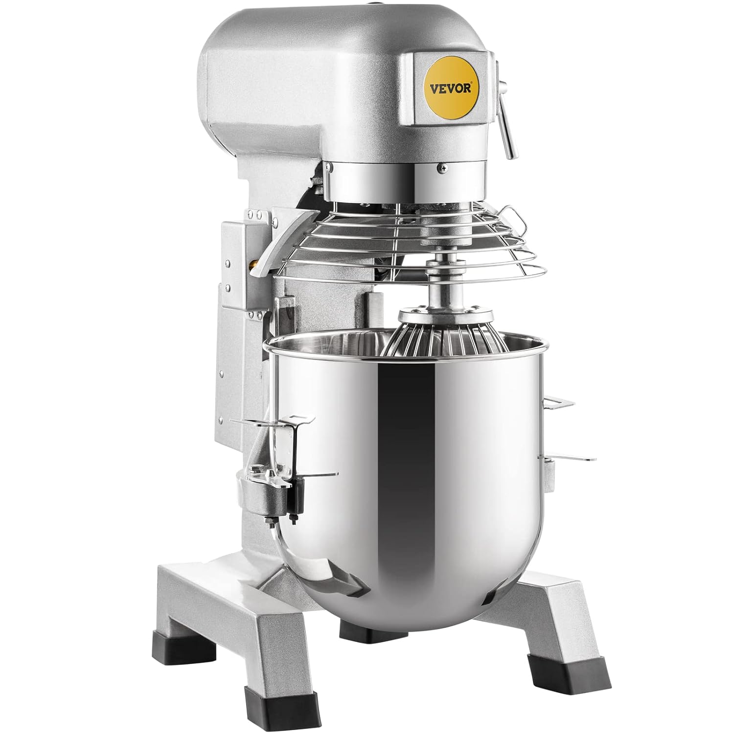 VEVOR Commercial Mixer, Commercial Food Mixer 10Qt Stainless Steel Bowl, 450W Commercial Stand Mixer with 3 Speeds Adjustable, Dough Hook Whisk Beater Included, Perfect for Bakery Pizzeria, Silver