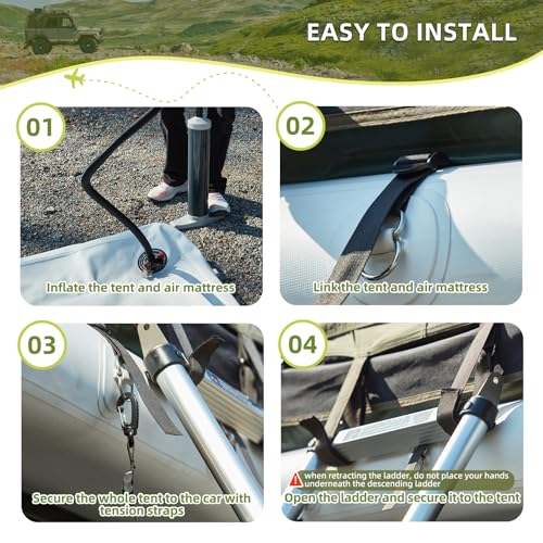 YOLENY Inflatable Tents for Camping, 4/6/8/10/12 Person Tent with TPU Skylight, Mesh Windows, Stove Jack & Pump, Easy Setup 4 Season Glamping Tent, Waterproof & Windproof
