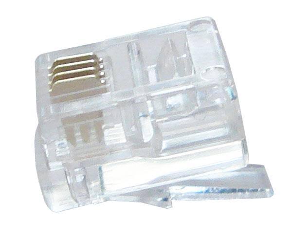 RJ11 Modular Plug, 4 Conductor Phone Jack for Solid or Stranded Cable