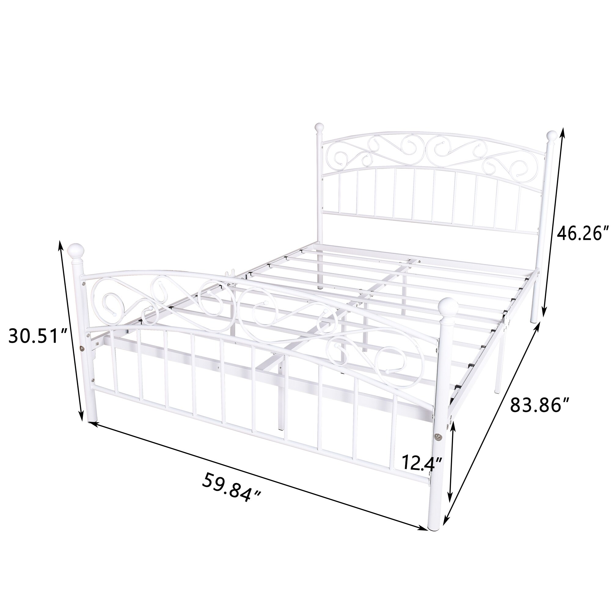 No Brand Antique Graceful Dark Bronze Victorian Iron Bed White