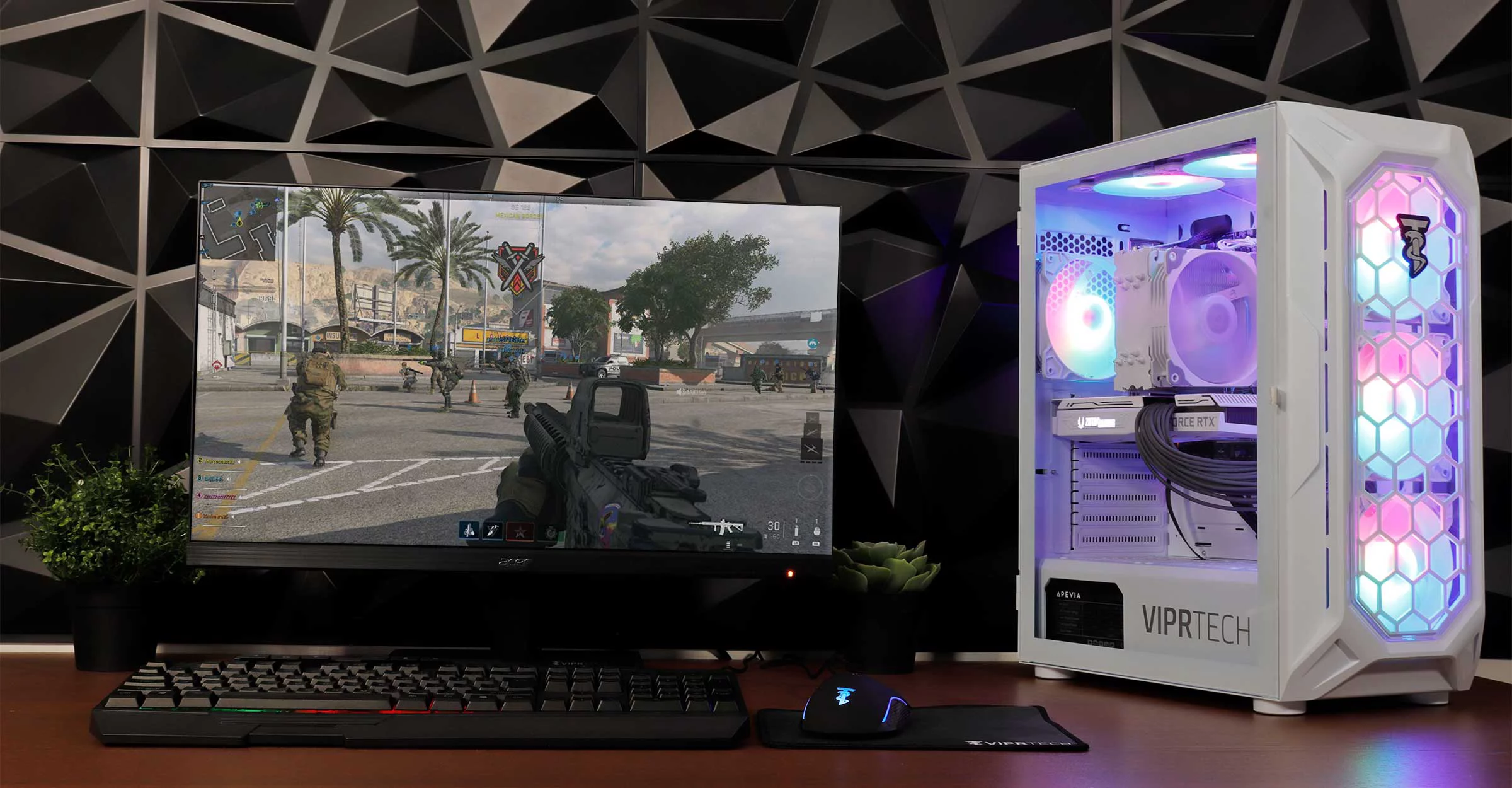 ViprTech.com Ghost 2.0 Gaming PC - AMD Ryzen 5 5600G (12-Core 4.4Ghz), RTX 3060 12GB, 32GB DDR4 RAM, 1TB NVMe SSD, VR-Ready, Streaming, RGB, Windows 11, Warranty, Desktop Computer