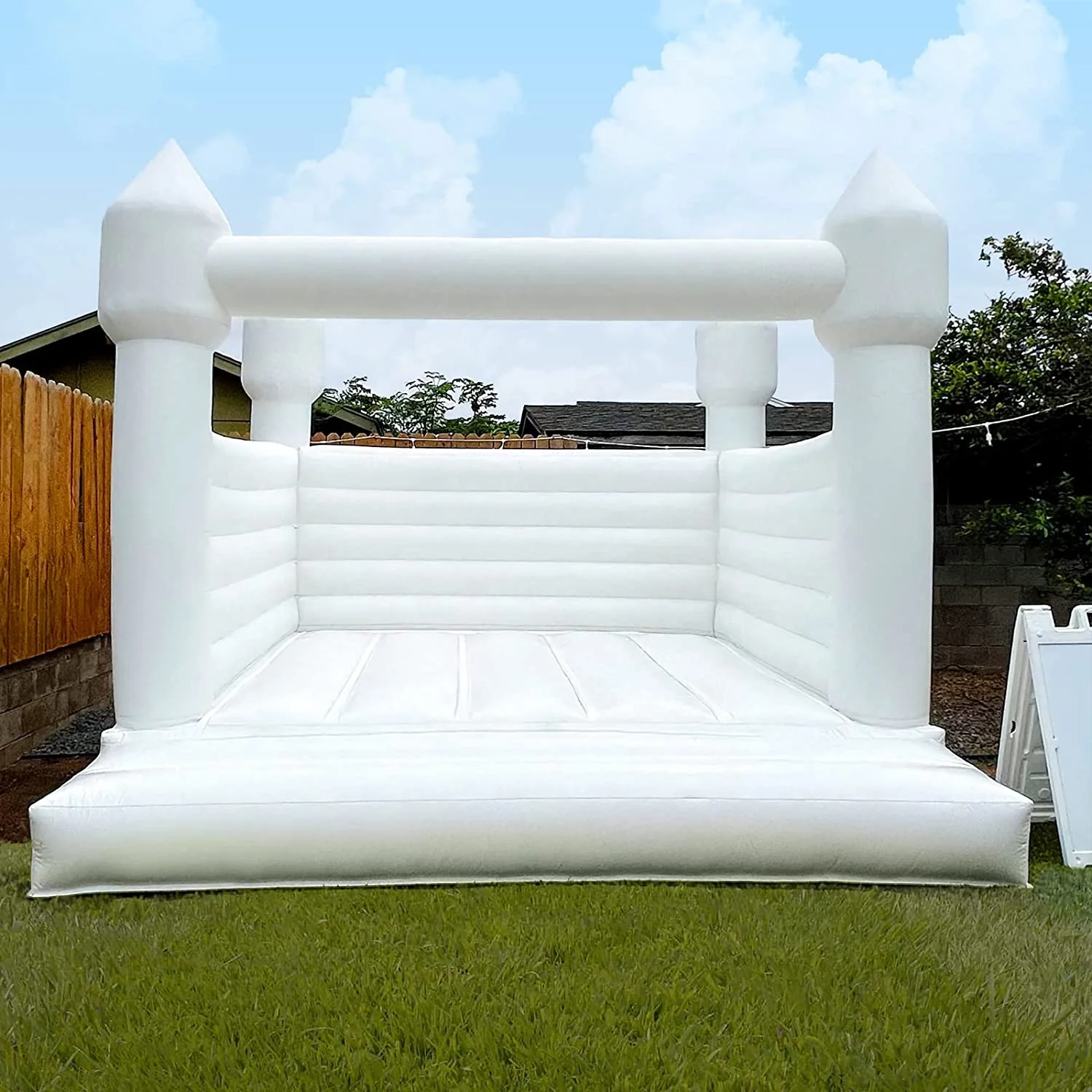 Connsann Commercial White Bounce House 13ft with Air Blower Large Size Jumping Catle for Kids and Adults (13*13*12ft（4*4*3.6m Castle）)