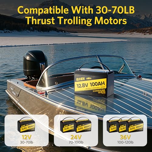 12V 100Ah Lithium Battery,Low-Temp Protection LiFePO4 Battery,Built-in100A BMS,15000+Deep Cycle,Rechargeable Lithium Iron Phosphate Batteries for Trolling Motors,Marine,RV,Camping,Home Energy