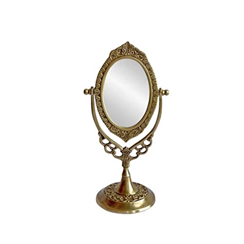 MADALIANO European Style Retro Brass Handle Mirrors Desktop Dressing Mirrors Desktop Makeup Mirrors Gift