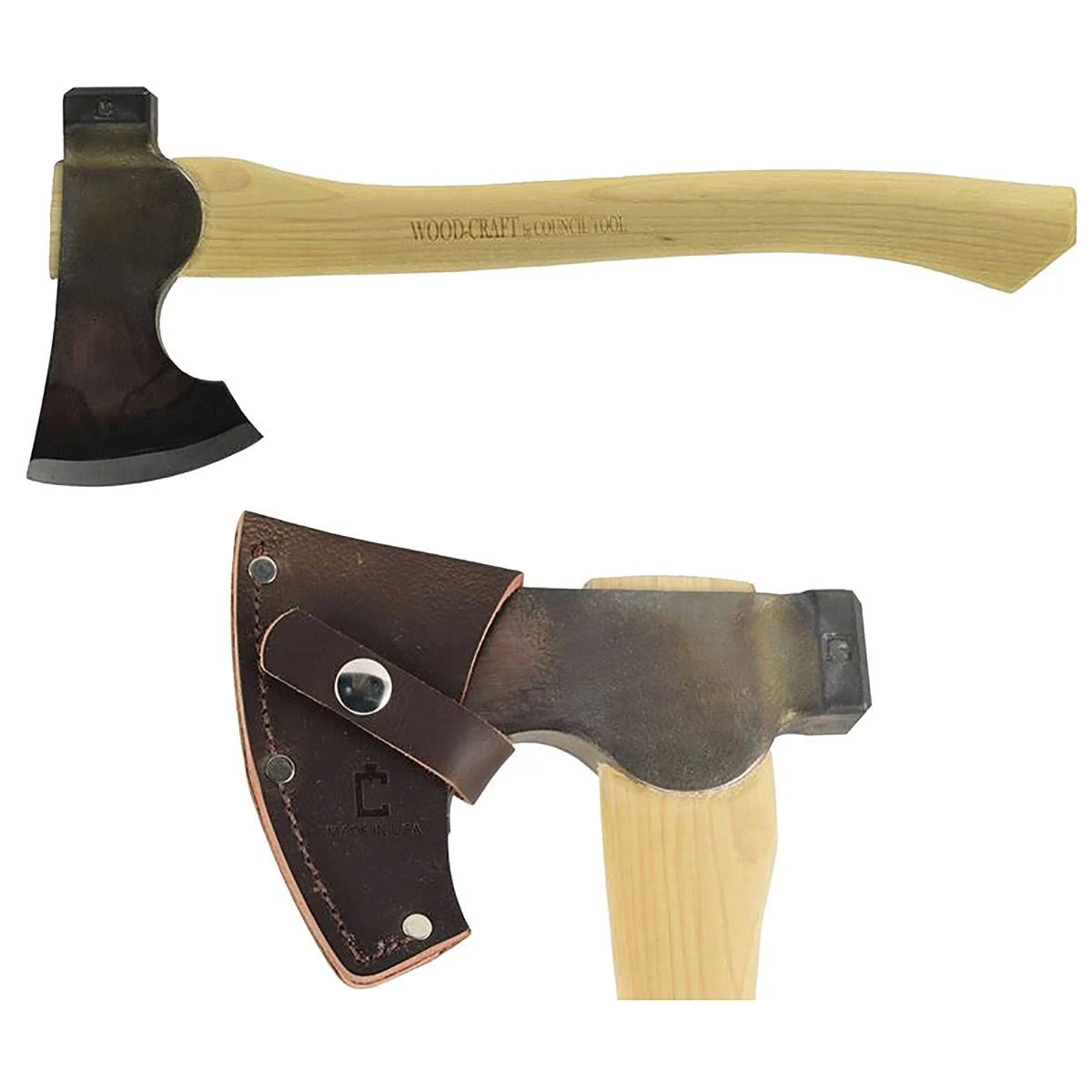 Council Tool 1.7#Wood-Craft Camp Carver Axe, 16x22 Curved Handle Axe Model - USA Made