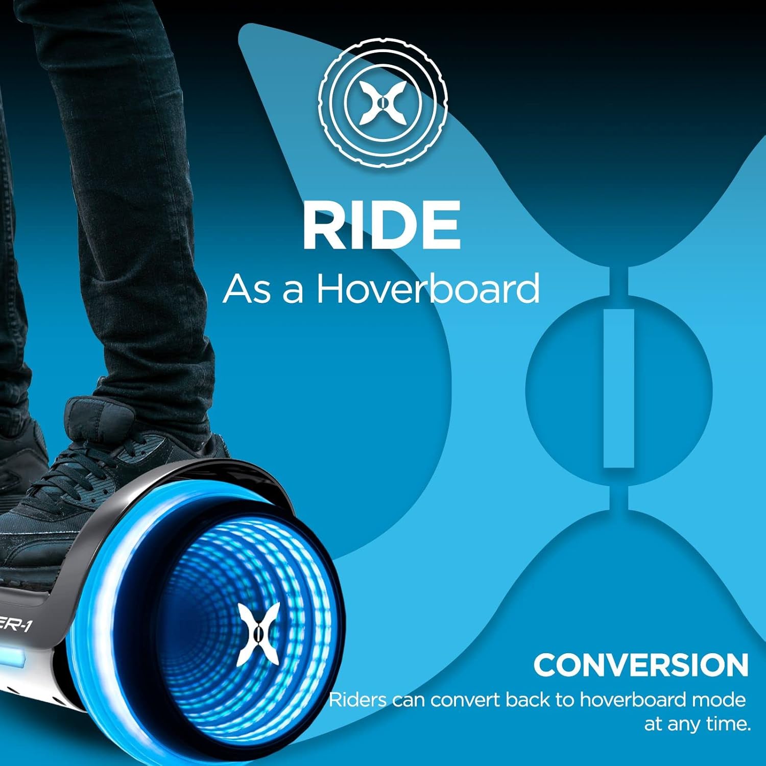 Hover-1 Turbo Hoverboard Combo | Seat Attachment Buggy, 7 MPH Top Speed, 6 Mile Range, 400W Motor (2x 200W), 4.5Hr Charge Time, 220lbs Max Weight, Black