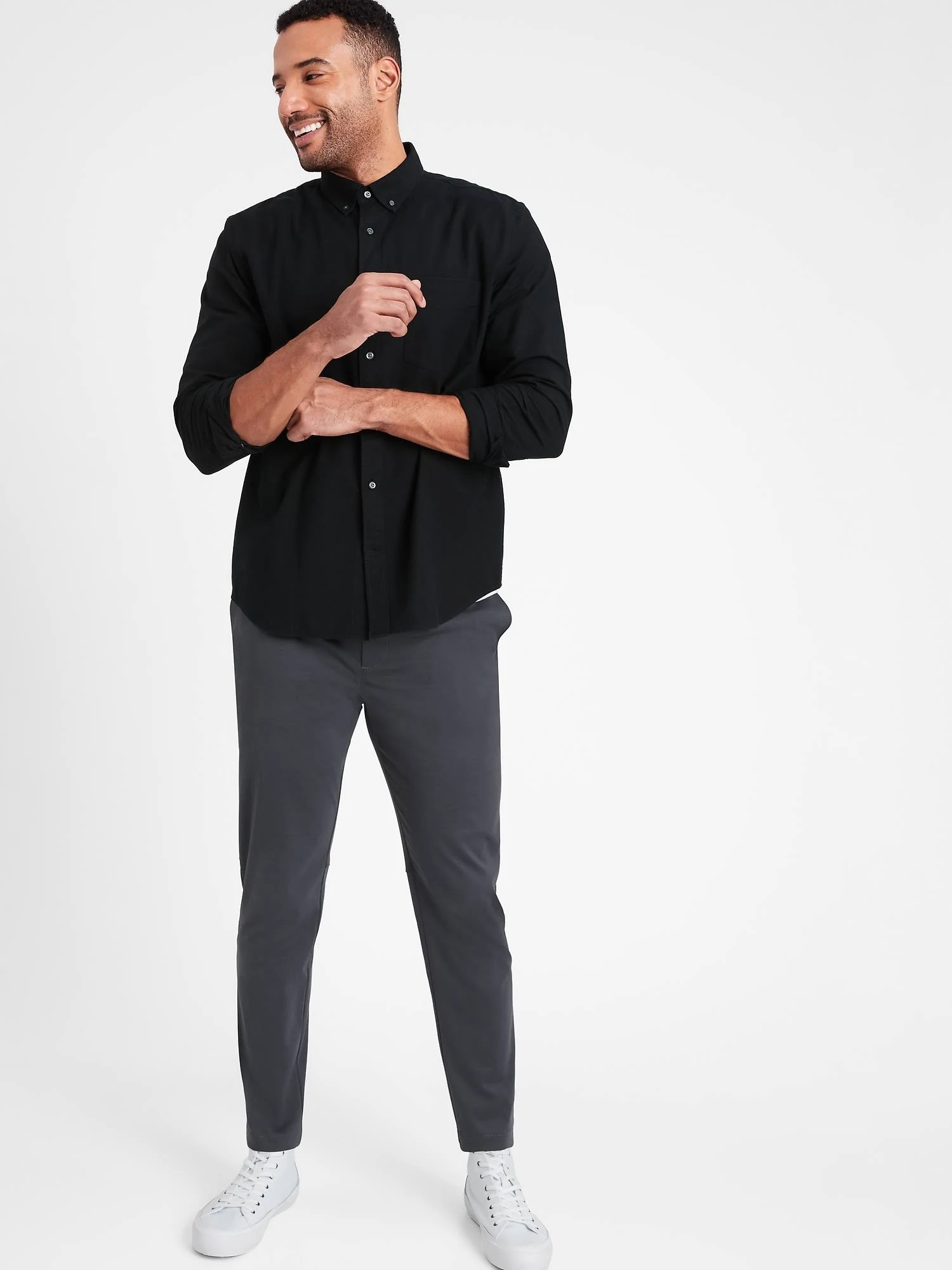 Banana Republic Men&s Slim Luxe City Pant with Core Temp Technology Charcoal Gray Size 35W 32L