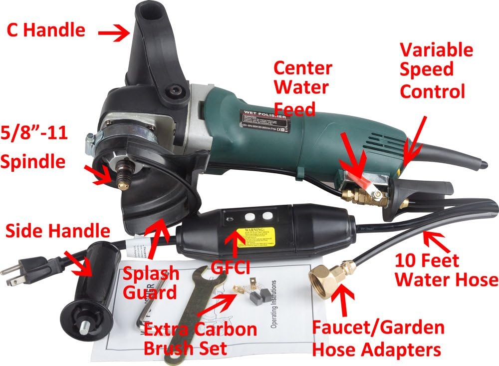 DAMO Variable Speed Stone Polisher 5" Concrete Polisher Grinder Wet Polishing Kit for Concrete Floor Countertop