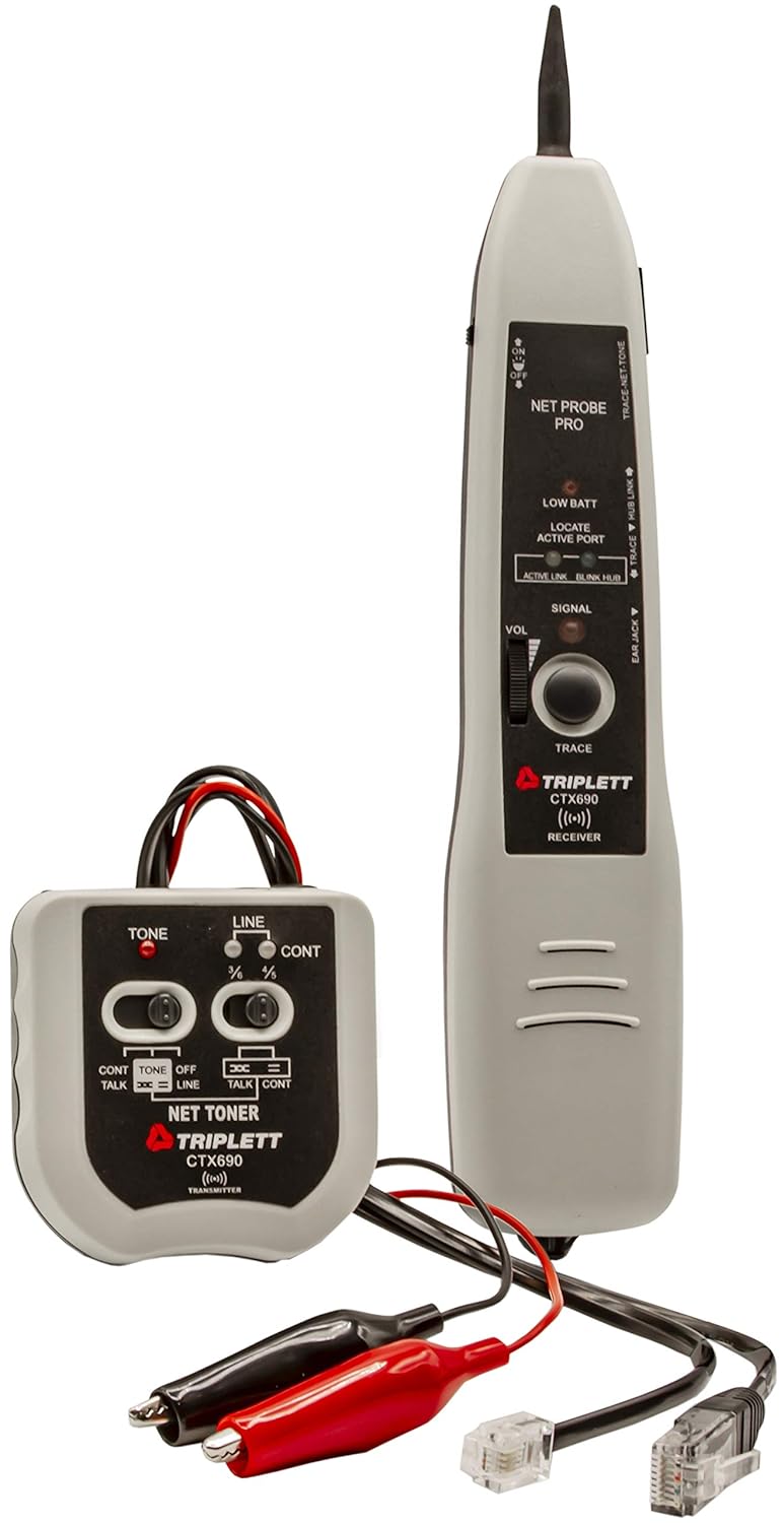 Triplett Fox & Hound Premium Tone and Probe Wire Tracing Kit Generates Multiple Tones with Adjustable Sensitivity for Electrical Wire, LAN Cable, Telephone, and More (3399)