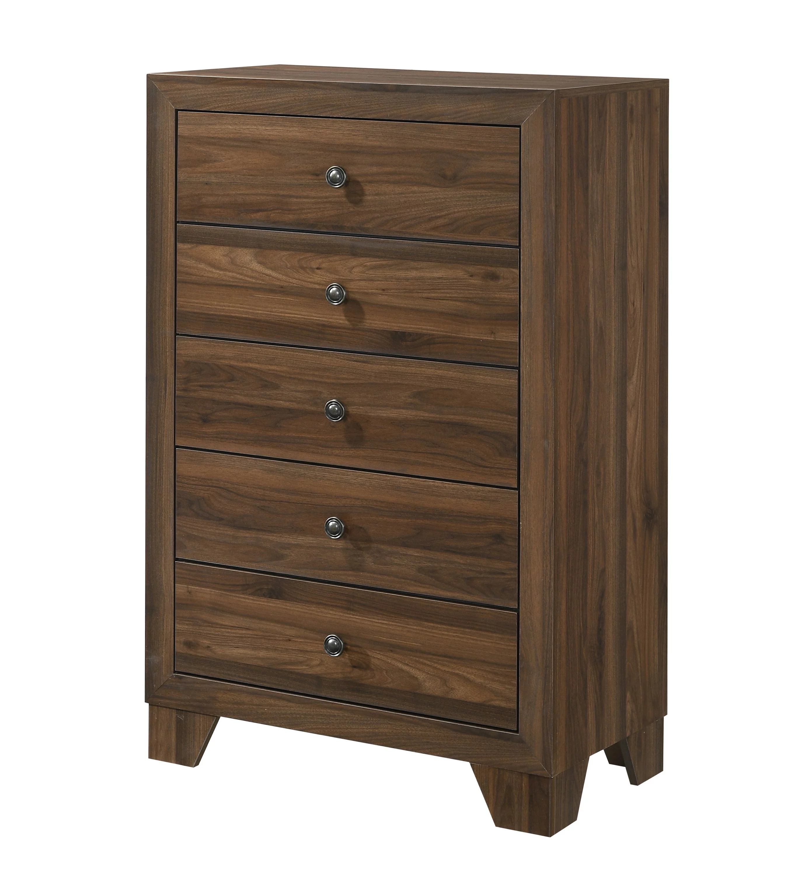 Contemporary 6Pc King Size Panel Bed Dresser Mirror Nightstand Chest Set Wooden Home Bedroom Furniture Cherry Finish