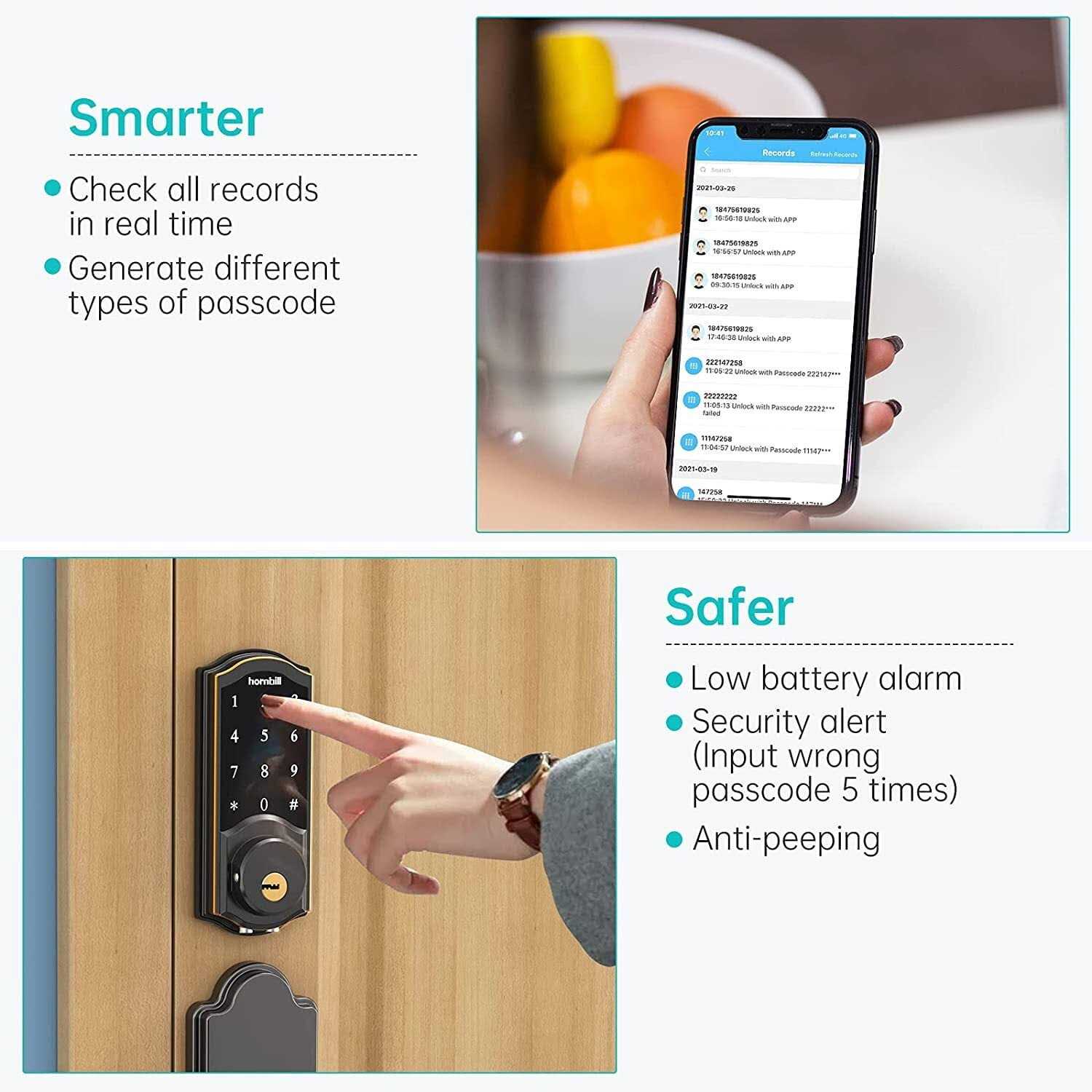Smart Deadbolt hornbill Keyless Entry Door Lock for Front Door with Keypad - Shop Hardware Tools Online Store