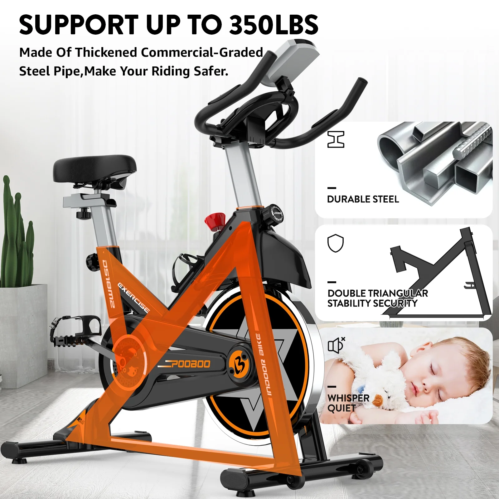 Pooboo Indoor Cycling Bike Exercise Bikes Stationary Magnetic Resistance for Home Cardio Workout Machine 350lb Flywheel 35lbs