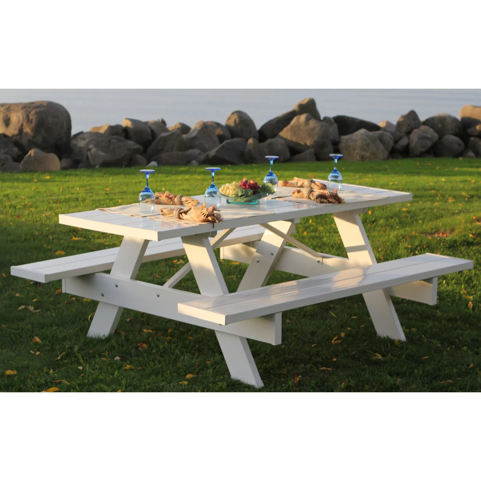 DuraTrel 6' Traditional White Picnic Table
