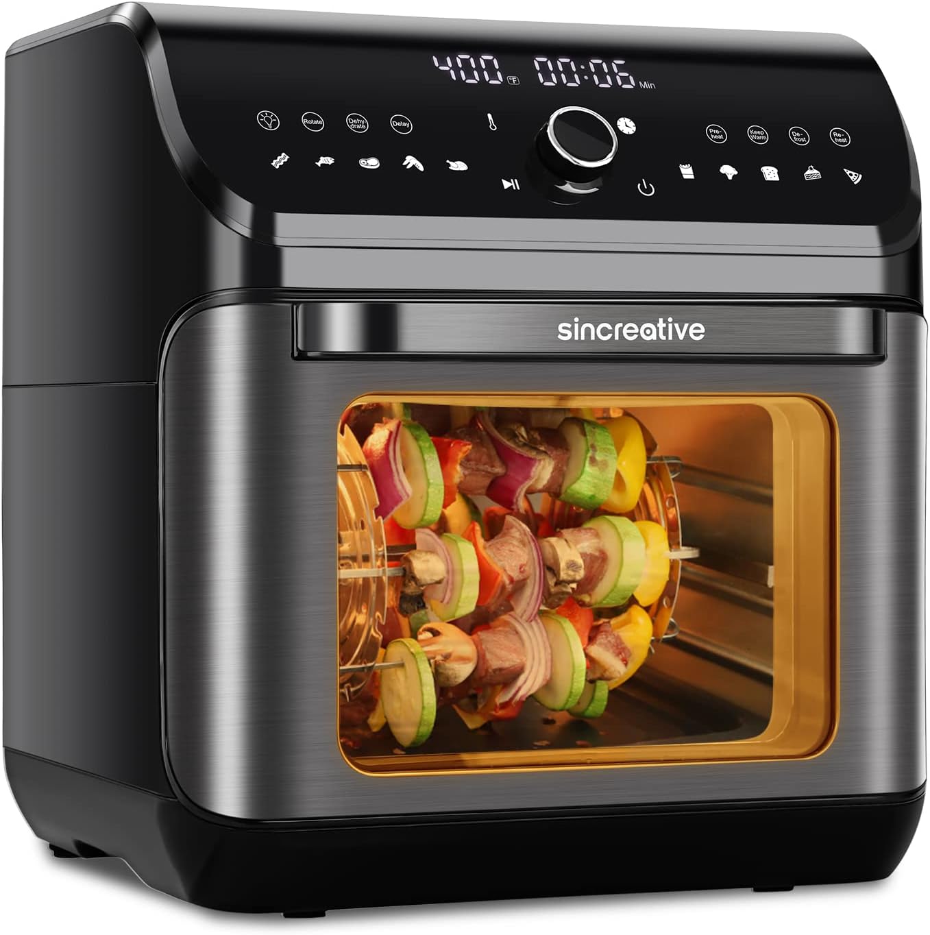 Air Fryer Toaster Oven, 10.6 QT Toaster Oven Air Fryer Combo with Dehydrator & Rotisserie, 10-in-1 XL Large Family Size Air Fryer with LED Touch Screen, 7 ​Accessories, Black