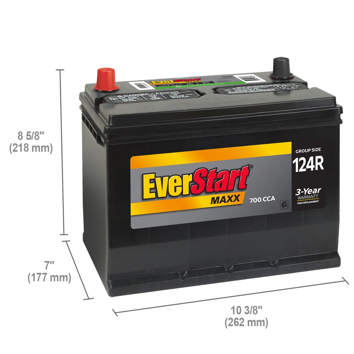 EverStart Maxx Lead Acid Automotive Battery, Group Size 124R 12 Volt, 700 CCA