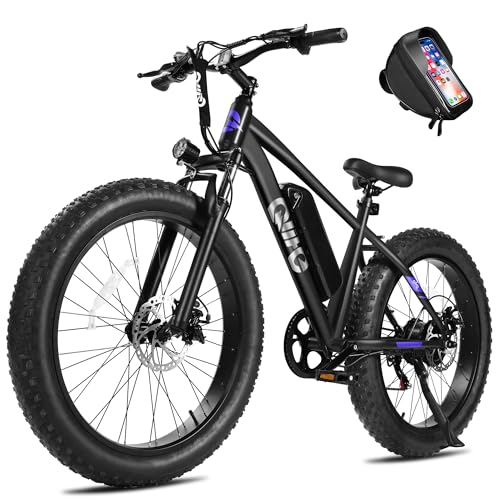 Racer Plus Adult Electric Bicycle, Peak 1000W Motor Electric Bike for Adults, Up to 28MPH 65Miles, 26x4.0 Fat Tire Electric Mountain Bike with 48V 13AH Battery, 7 Speed Front Suspension E Bike