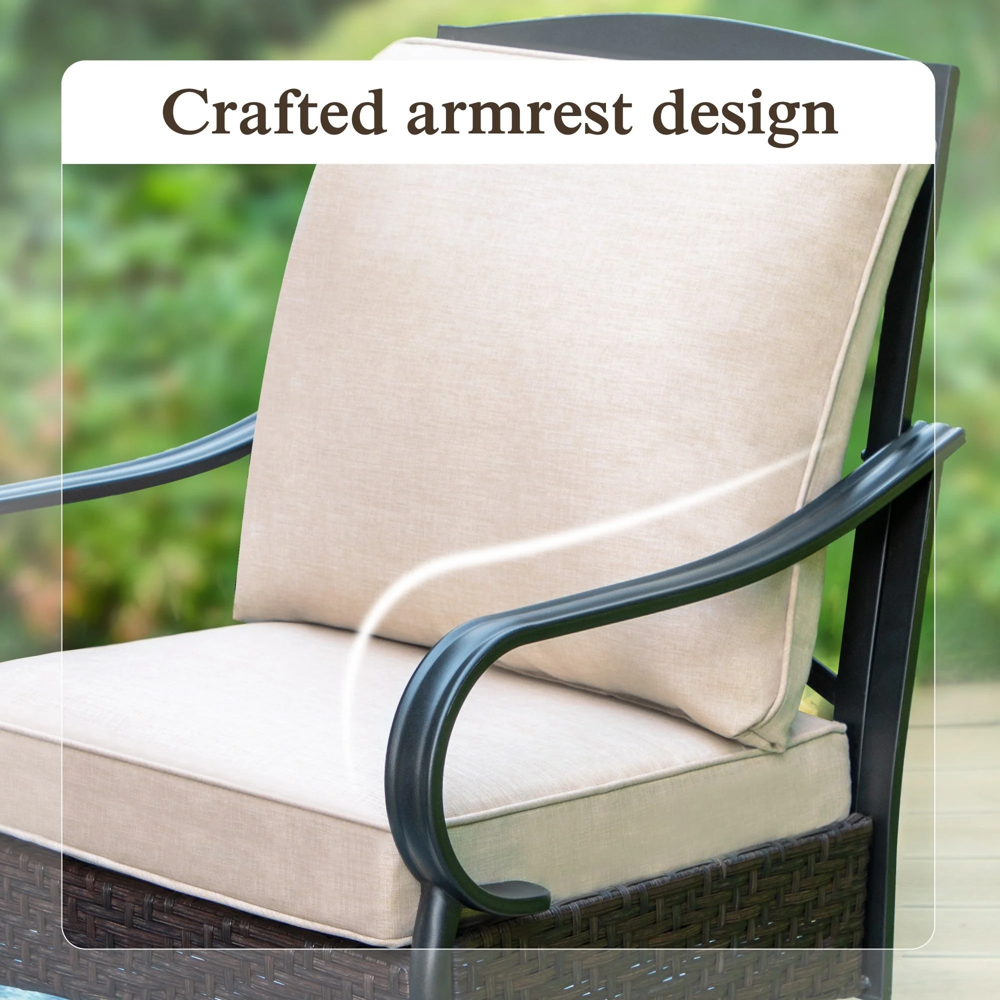 Alpha Joy 4 Piece Metal Patio Conversation Sofa Set 5-Seat Furniture Set with Swivel Chairs