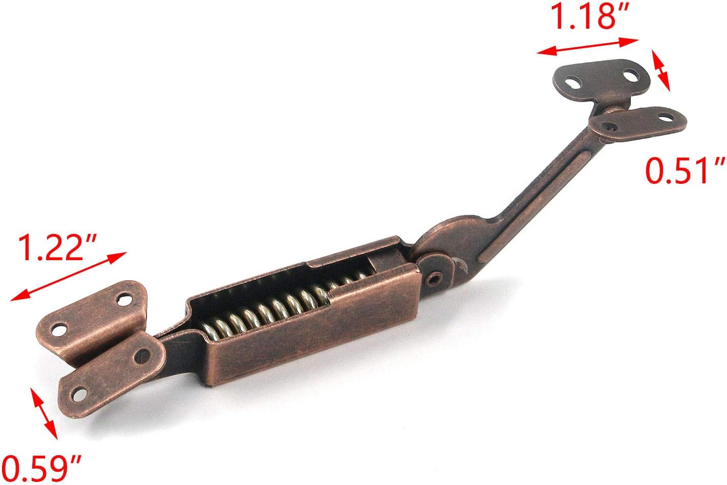 T Tulead Spring Lid Support Left Right Lid Support Down Hinge Red Bronze Iron Support Box Cabinet Hardware Pack of 2 with Mounting Screws