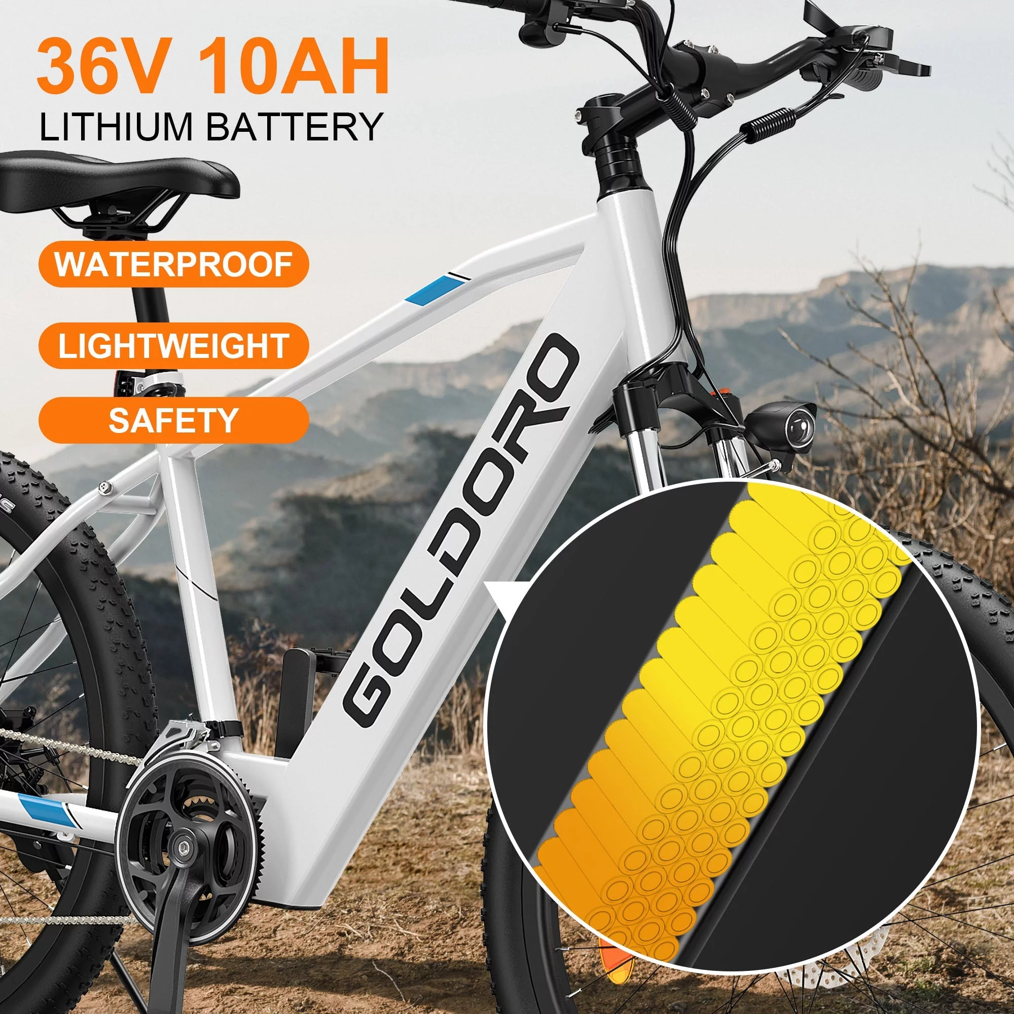 Goldoro Electric Bike 26" X7 Aluminum Alloy Mountain Bike for Adults 250W/36V, Max 18 mph, 21 Speed