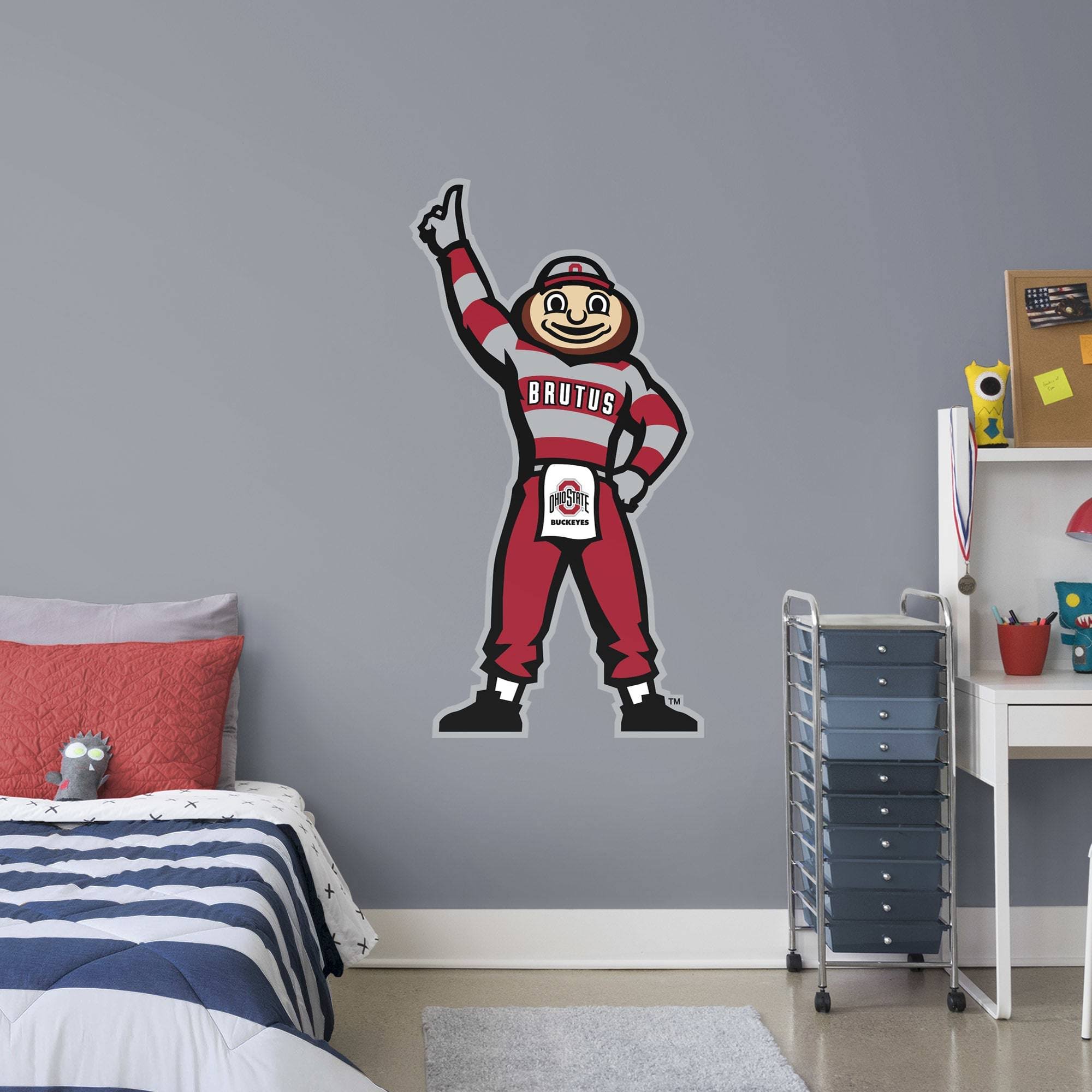 Fathead Ohio State Buckeyes: Brutus Buckeye Illustrated Mascot - Life-Size Officially Licensed Removable Wall Decal, Size: Premi