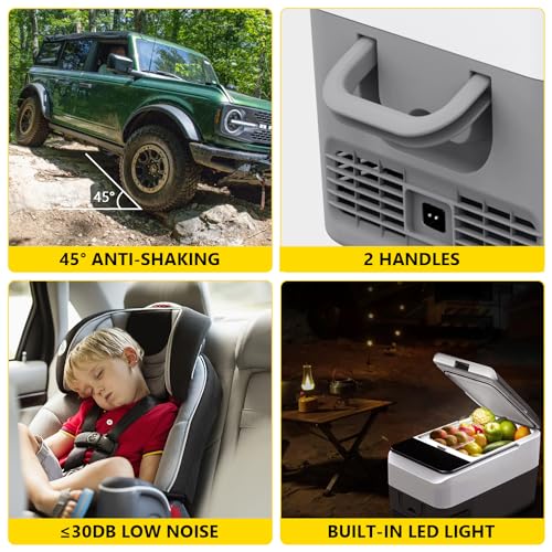 AUTOOMMO 12 Volt Refrigerator, Car Refrigerator (-4℉~50℉), Portable Car Freezer Fridge with 12/24V DC 100/240V AC Adapter for Camping Travel and Truck RV SUV Van Boat Home Use
