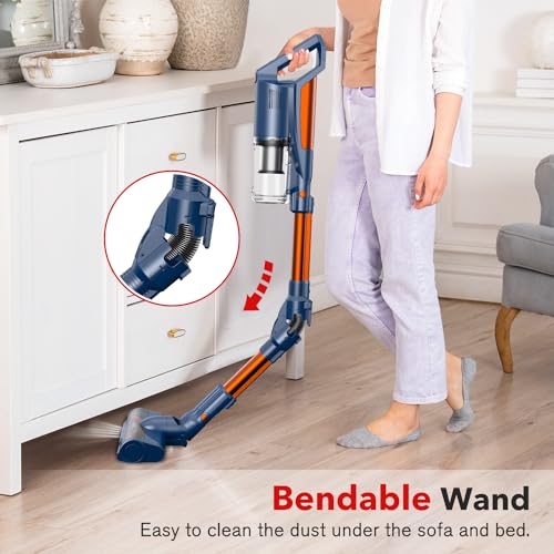 whall Cordless Vacuum Cleaner, Upgraded 25Kpa Suction 280W Brushless Motor Cordless Stick Vacuum Cleaner, Lightweight Handheld Vacuum for Home Pet Hair Carpet Hard Floor, up to 55mins Runtime