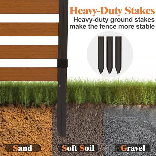 Outdoor Privacy Screen with Heavy Duty Stakes, Weather Resistance Poly Lumber Air Conditioner Fence, 51''H x 39''W No Dig Kit Pool Equipment Enclosure, Trash Enclosure, Black, 2-Panels