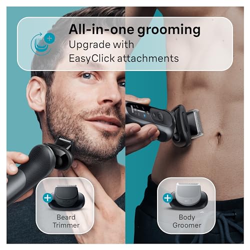 Braun Electric Razor for Men, Waterproof Foil Shaver, Series 7 7075cc, Wet & Dry Shave, With Beard Trimmer, Rechargeable, Clean & Charge SmartCare Center and Travel Case Included, Black"