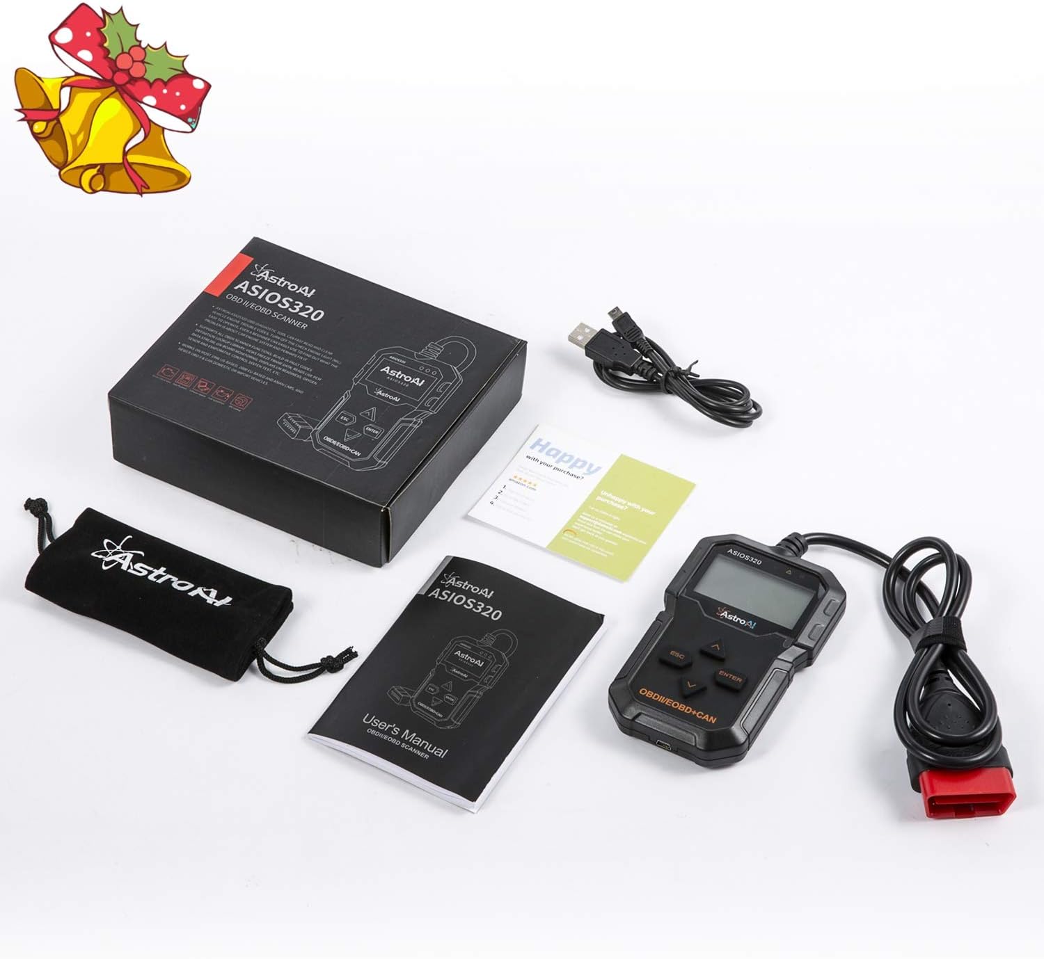AstroAI OBD2 Scanner, OS320 OBD II Auto Check Engine Code Reader Car Diagnostic Tool Automotive Vehicle Scanner, Black Pack of 2